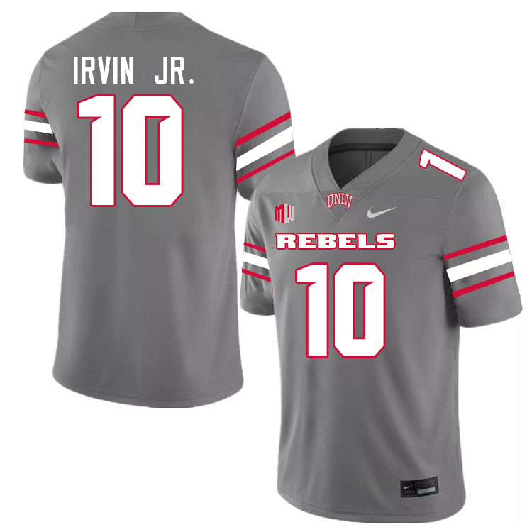 Men #10 DeAngelo Irvin Jr. UNLV Rebels College Football Jerseys Stitched-Grey